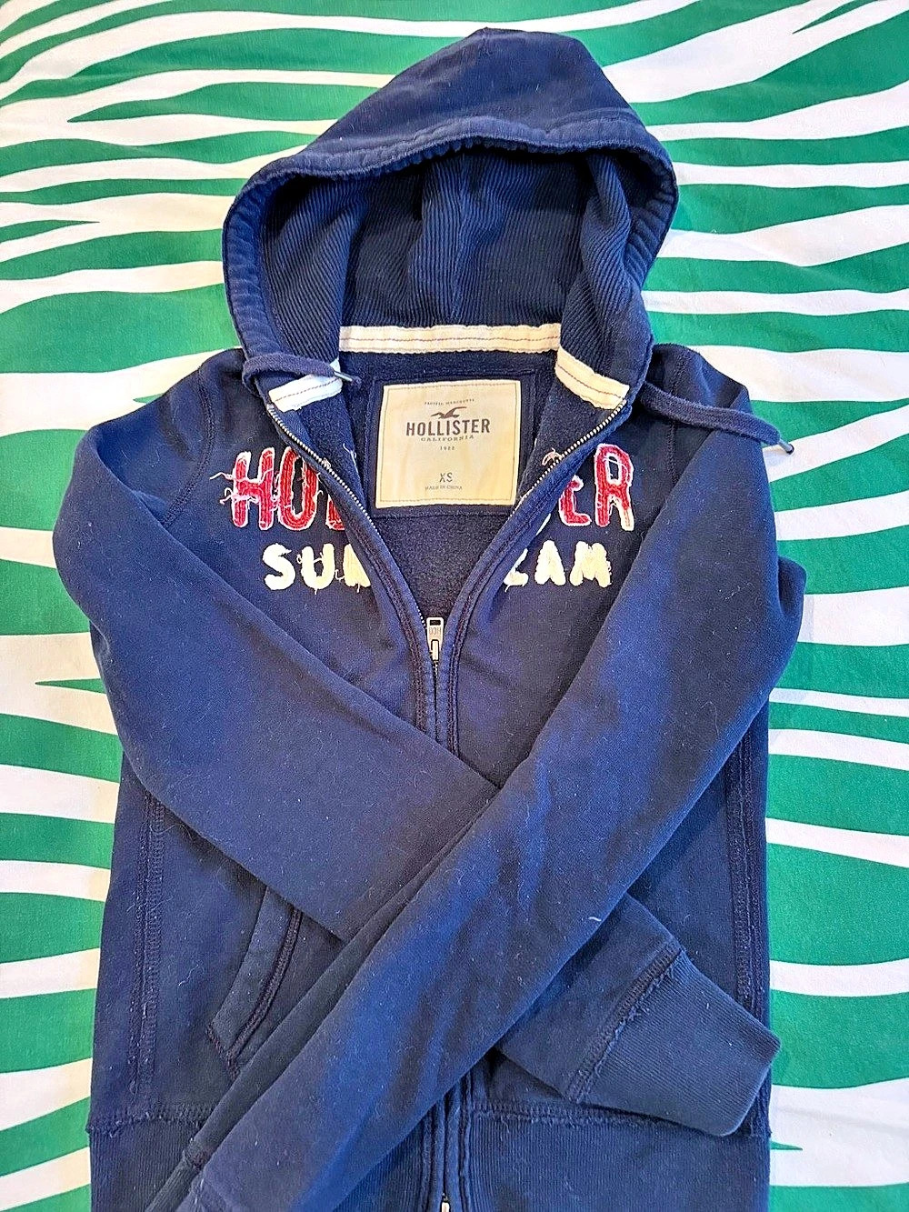 Hollister Surf Team Full Zip Hoodie Blue & White